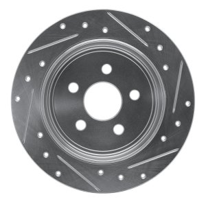 Chrysler PT Cruiser Brake Rotor (1) - Rear Left - R1 Concepts - Drilled & Slotted - Silver - `95-`03